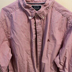 Charles Tyrwhitt Button Down Casual Shirt Burgundy Plaid Size XL